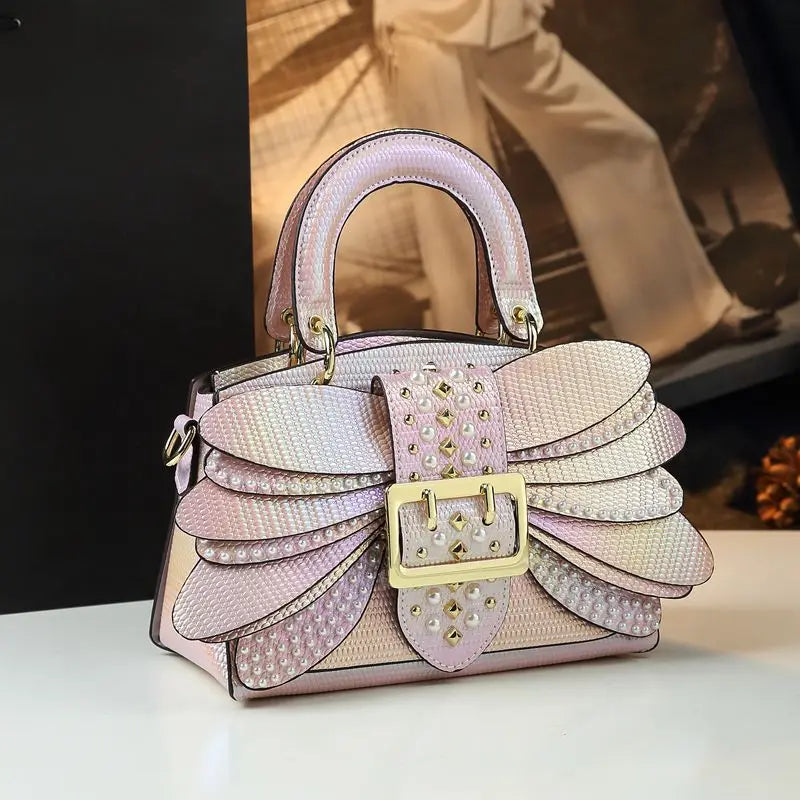 The Pearl -  THe New Pearl Riveted Wings  Leather handbag