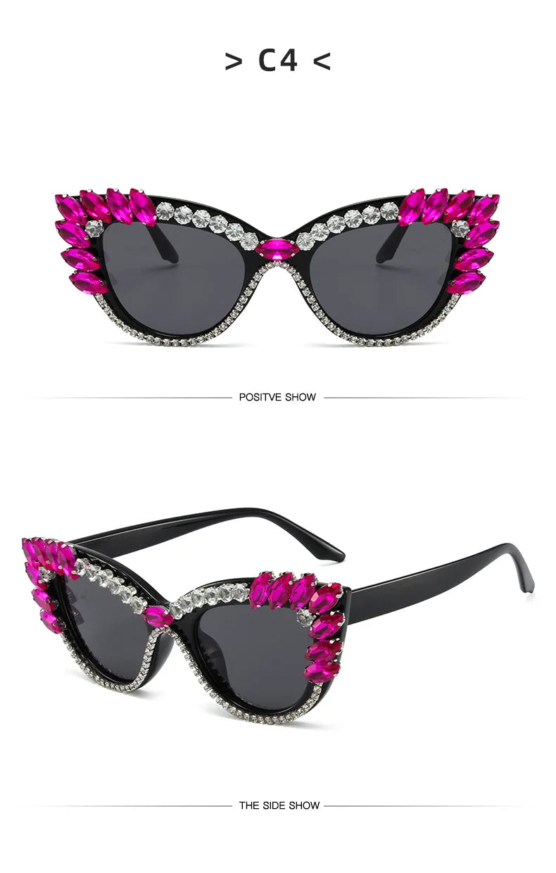 Uptown - Diamond Cat Eye  Luxury Designer Rhinestone Sunglasses UV400