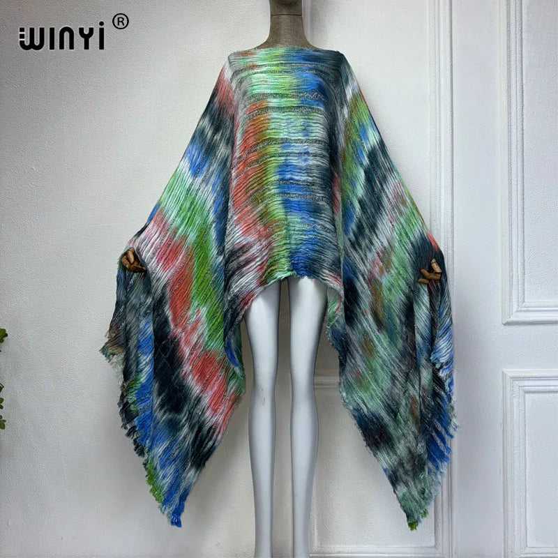 Cascade - Knitted hollow Hand-dyed Elegant Evening Top or mini dress