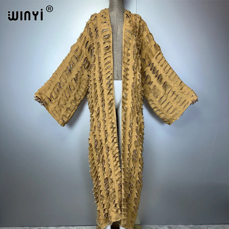 Abaya - Colorful Denim maxi kimono abaya Dubai luxury