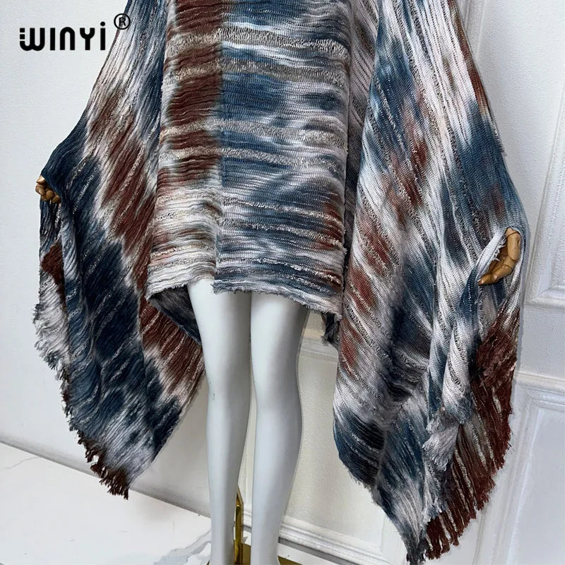 Cascade - Knitted hollow Hand-dyed Elegant Evening Top or mini dress