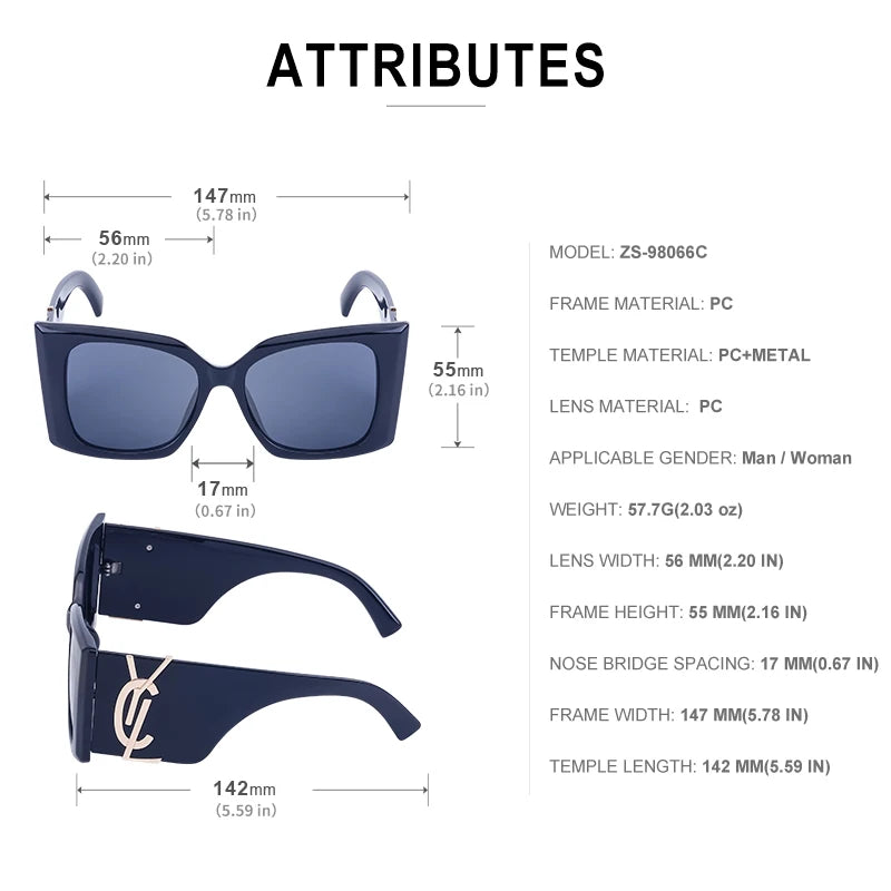 Sherry Shadow - Cat Eye Luxury Brand Designer  Big Frame Sunglass