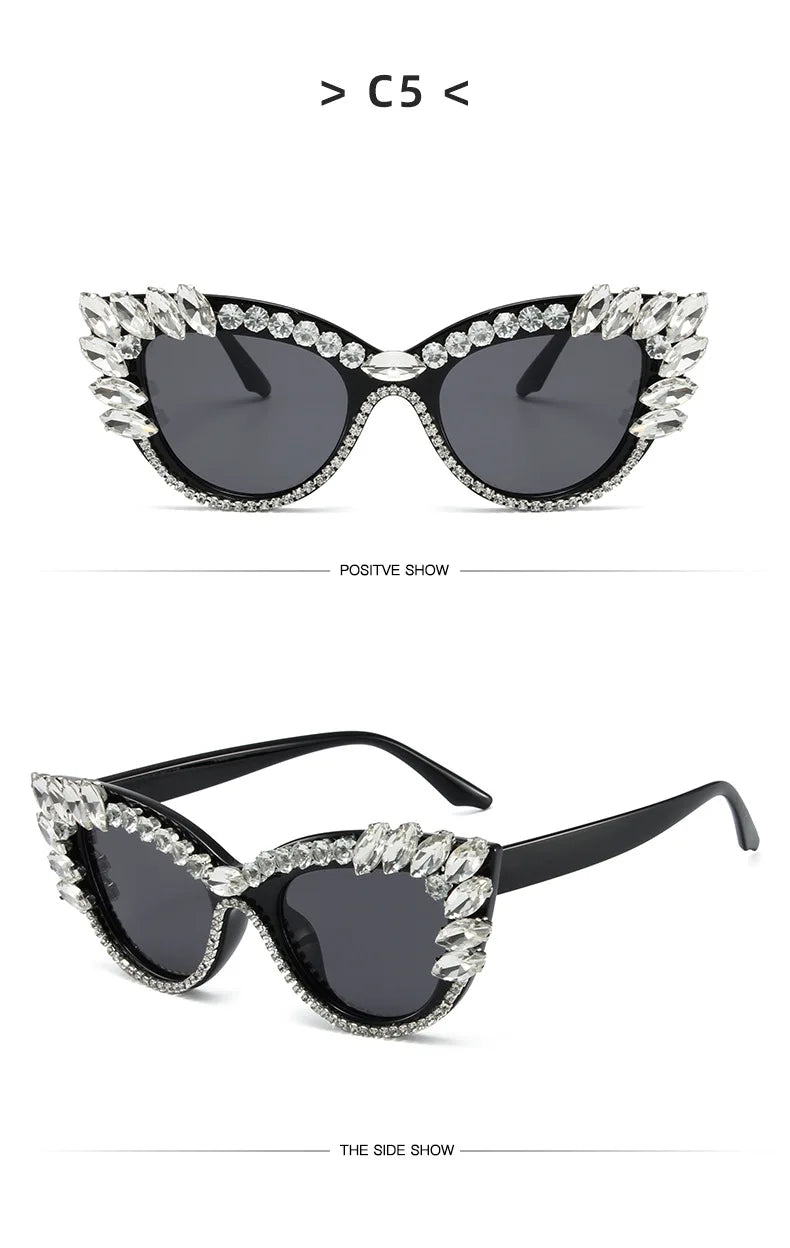 Uptown - Diamond Cat Eye  Luxury Designer Rhinestone Sunglasses UV400