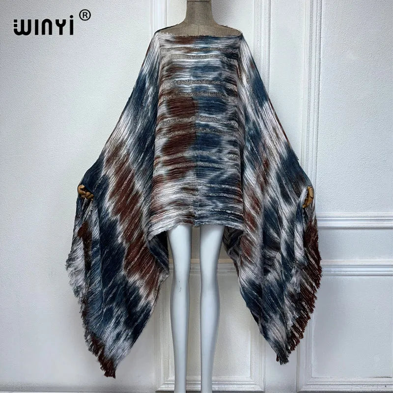 Cascade - Knitted hollow Hand-dyed Elegant Evening Top or mini dress