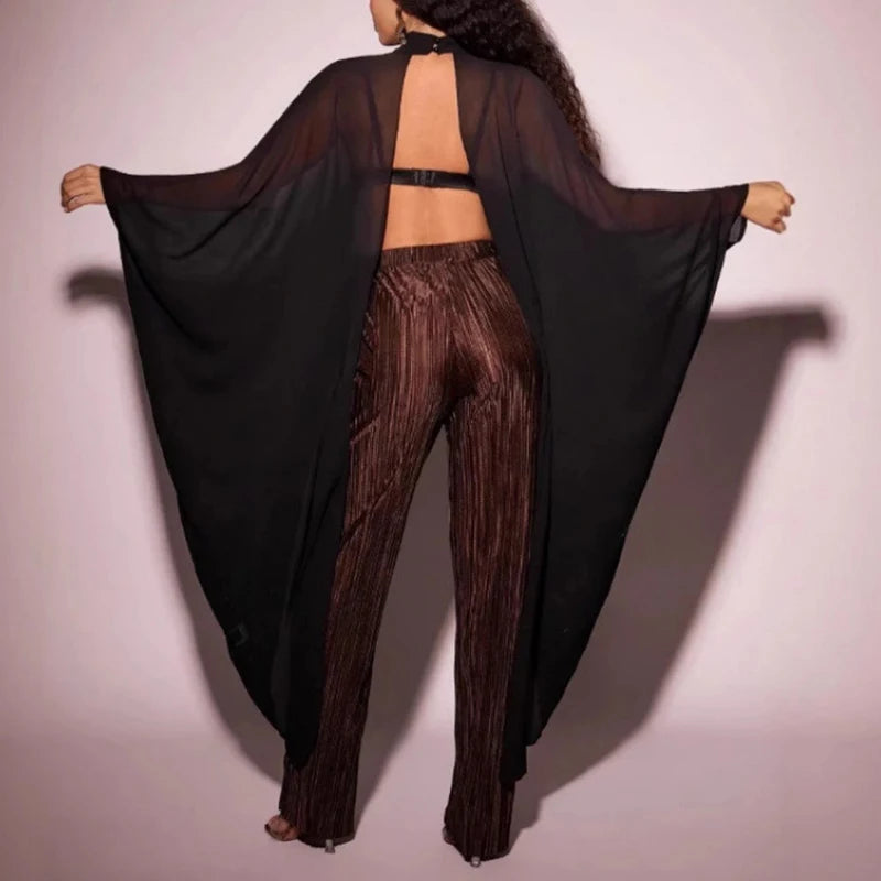Chic - Batwing  Shirt Pullover See Through Elegant Flowing Top