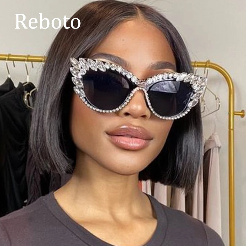 Uptown - Diamond Cat Eye  Luxury Designer Rhinestone Sunglasses UV400