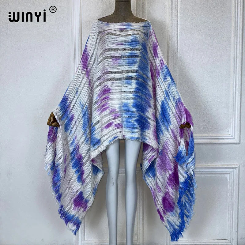 Cascade - Knitted hollow Hand-dyed Elegant Evening Top or mini dress