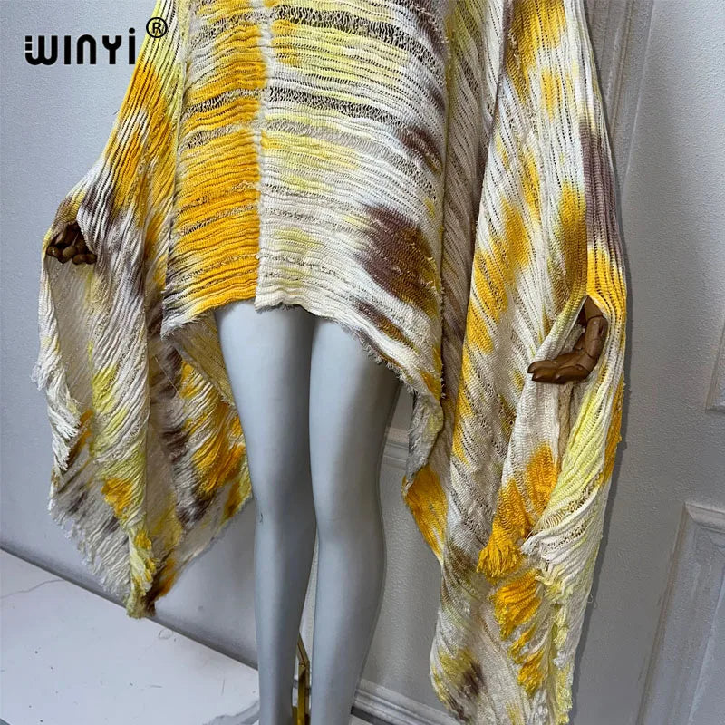 Cascade - Knitted hollow Hand-dyed Elegant Evening Top or mini dress