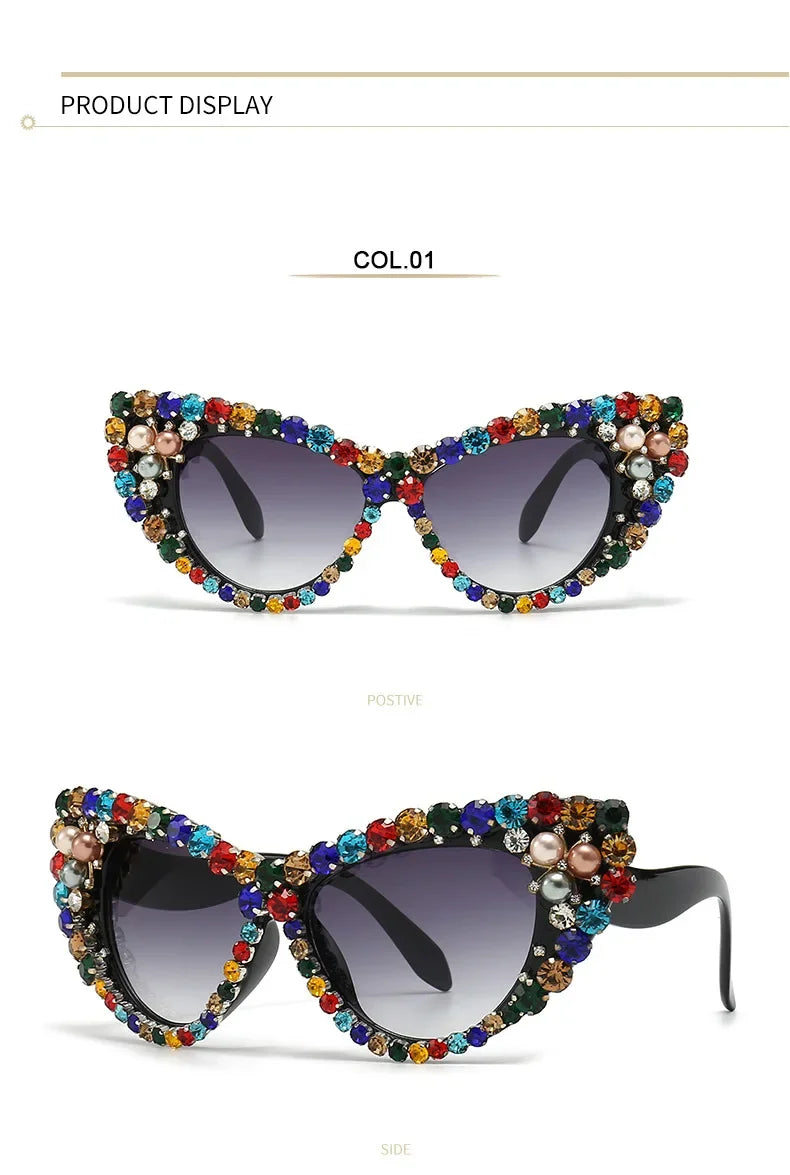 Jewels - Embellished Diamond crystal Rhinestone Large Frame sunglasses