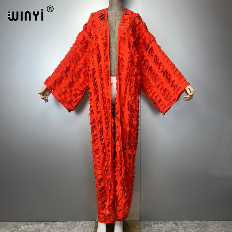 Abaya - Colorful Denim maxi kimono abaya Dubai luxury