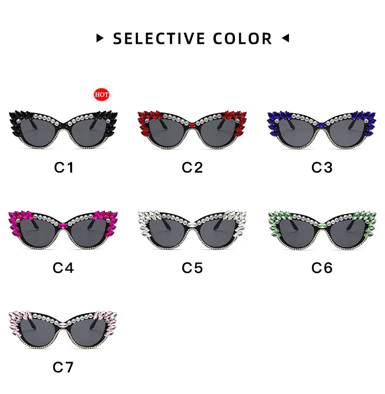 Uptown - Diamond Cat Eye  Luxury Designer Rhinestone Sunglasses UV400